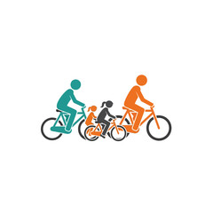 Obraz premium Family riding bicycles together outdoors.