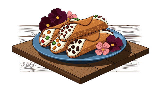 Traditional Sicilian cannoli with ricotta and chocolate chips
