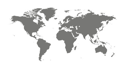 Obraz premium Minimalist gray world map silhouette isolated on white background