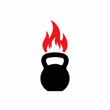 Kettlebell on fire icon symbol.