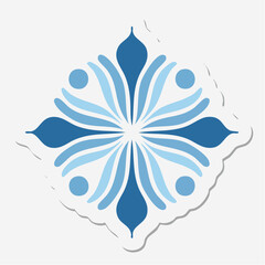Obraz premium Blue Floral Mandala Sticker Design
