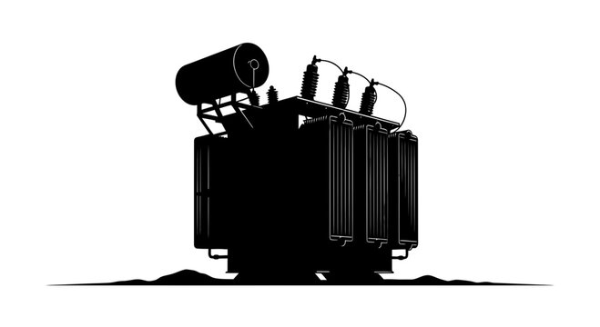Industrial high voltage electrical transformer silhouette