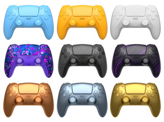 Collection of gaming controllers isolated on white background with clipping path © Vasyl Onyskiv