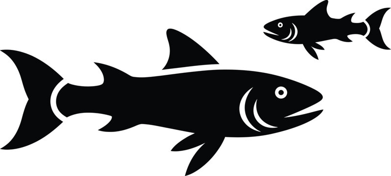 Black Fish Swimming on White Background