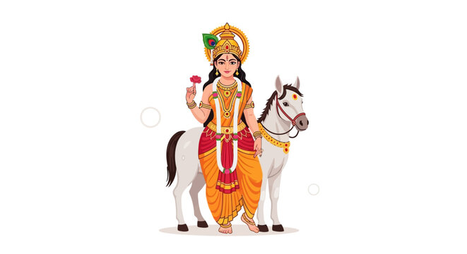 Goddess Lakshmi with Horse, Hindu Deity, Wealth and Prosperity