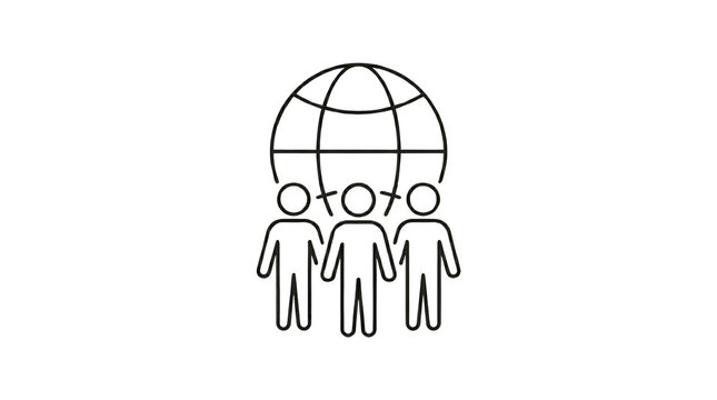 People connected by a globe of migration, AI, PNG