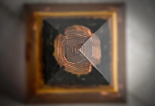 Handmade Unique Large Orgonite Pyramid with Copper Coil and Black Crystals, Powerful Energy Generator, Spiritual Healing Decor, Esoteric Resin Art Close Up