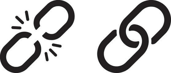 Broken and connected chain link icon vector illustration, hyperlink connection symbol set design © uniquenaznin
