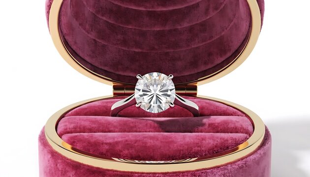 Diamond ring in a velvet jewelry box