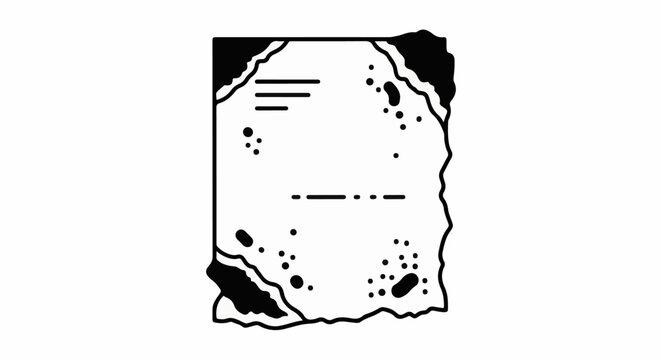 Worn, torn document with scattered dots and lines of text