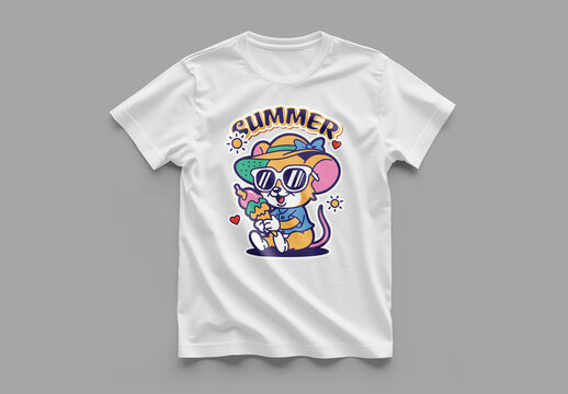Summer Vacation Cartoon Mouse Tshirt Graphic