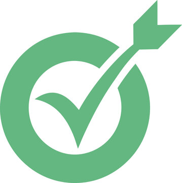 Modern green checkmark arrow icon inside circular outline