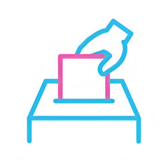 Fototapeta premium Outline icon of a hand placing a vote in a ballot box, isolated on transparent background.