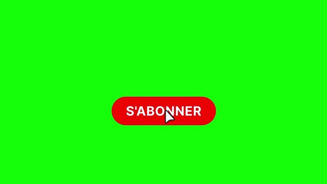 2 French Subscribe Buttons - Rounded Style - Green Screen 4K. Features click interaction, subscribed state animation, and notification bell effect.