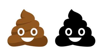 Fototapeta premium Funny Poop Emoji Icons: Brown and Black with Happy Faces