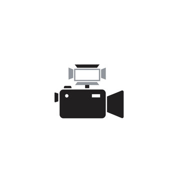 A black and white icon of a video camera.