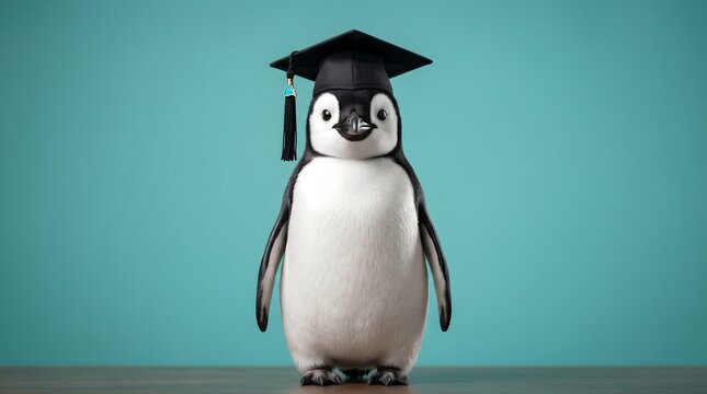 penguin wearing a graduation cap adorable bird with academic attire 3d render high quality professional detailed modern