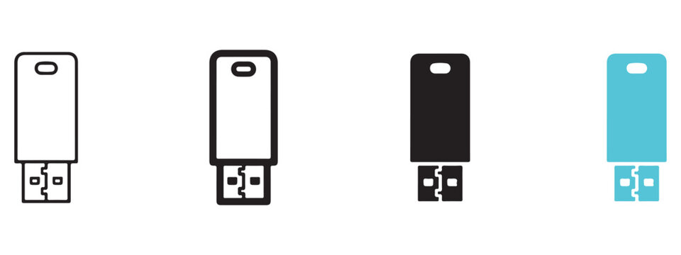 Usb flash drive icons set in various styles