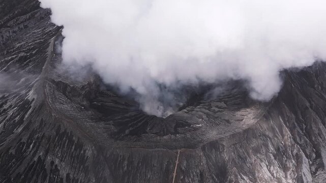 Drone View of Volcanic Crater and Mountain Range &ndash; Mount Bromo Java Island Indonesia