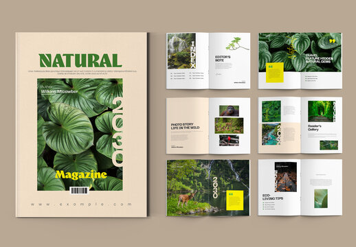 Clean Natural Green Magazine Template