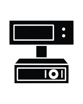 DVR outline icon, Black and White DVR Device Perspective View Vector Silhouette