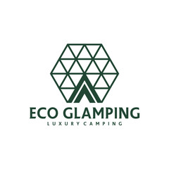 Fototapeta premium Glamping Dome Recreation Logo Vector Template. Creative Camping Glamping Dome Campsite Outdoor Logo Design Concept.
