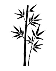 Fototapeta premium Black bamboo stalks with leaves on a white background 86.jpg