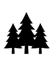 Obraz premium Three pine trees stand together in a forest landscape illustration.