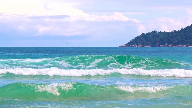 Strong waves Praia Lopes Mendes beach Ilha Grande island Brazil.
