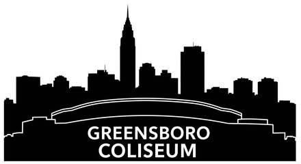 Fototapeta premium Greensboro North Carolina City Skyline Silhouette with Coliseum