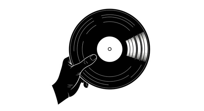 Hand holding a vintage vinyl record music disc