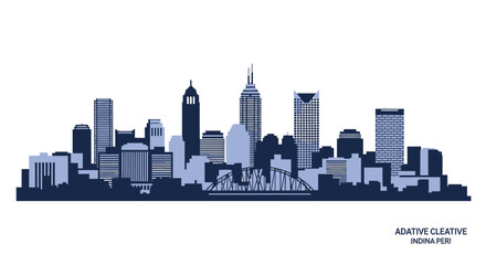 Obraz premium Indianapolis Indiana City Skyline Silhouette with Downtown Skyscrapers