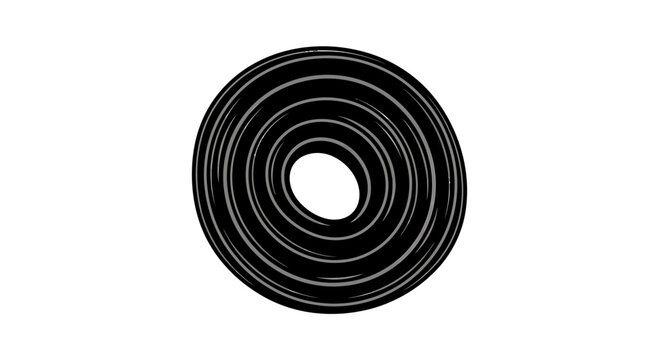 Black coiled roll of electrical cable or industrial hose