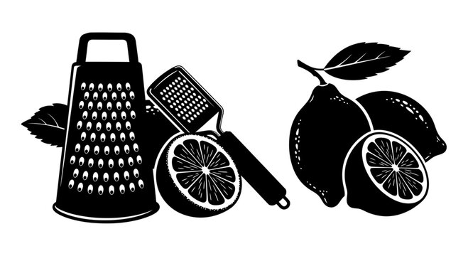 Fresh Lemons with Box Grater and Zester Kitchen Utensils