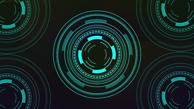 Futuristic HUD Interface with Circular Motion Graphics.