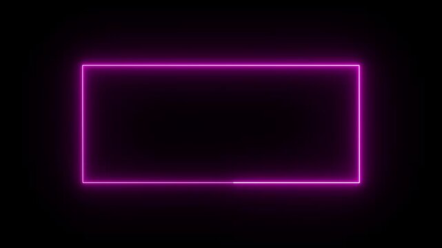 Glowing neon rectangle fire text frame with light animation. ights frame box animation seamless loop, alpha channel, Fire line glowing rectangle border 4k video