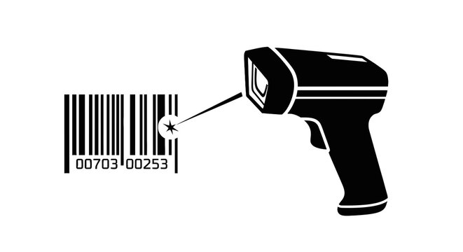 Barcode Scanner Reading Barcode Label.