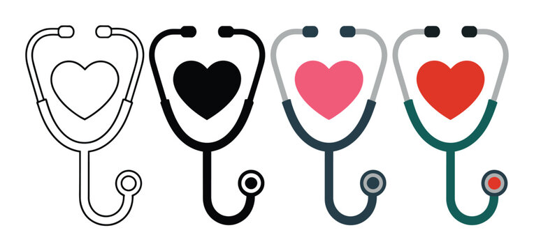 Stethoscope Heart Vector Medical Illustration