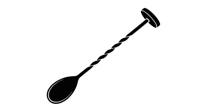Black cocktail muddler with handle.