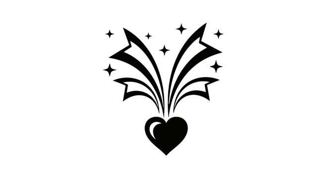 Heart with stars and banners symbol.