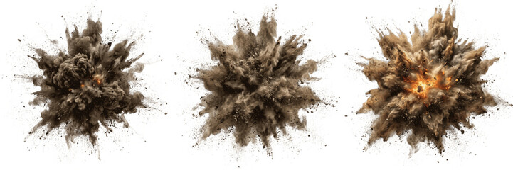 Brown Earth Explosion Dust PNG, Soil Blast Debris Isolated on Transparent Background for Action and Special Effects Design © kingdom