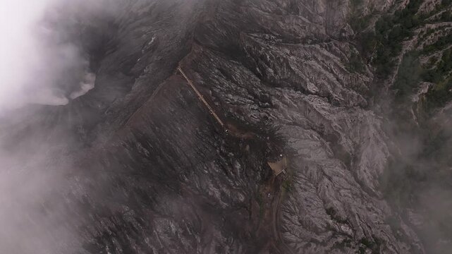 Drone View of Mountain Range and Active Volcano Bromo | Java Island Indonesia