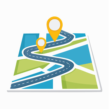 Map with route and location pins