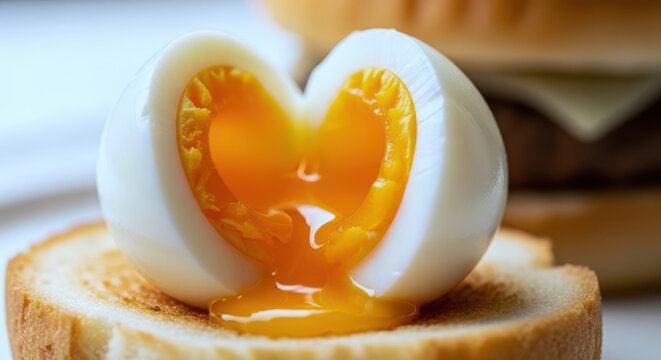 Soft boiled egg on toast heart shape
