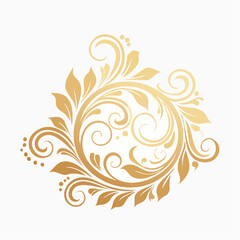 Fototapeta premium Golden Swirl Floral Ornament