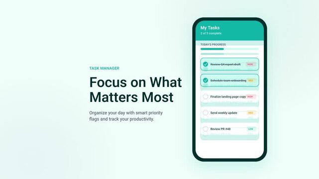 Mobile Task Manager Productivity App UI Motion