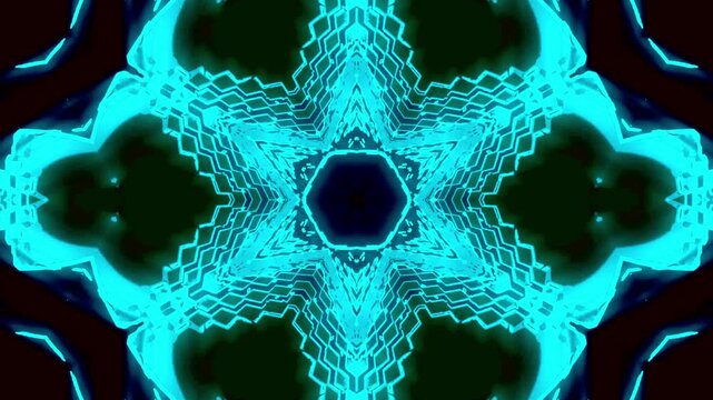 Cyan Kaleidoscope Cyber Core &ndash; Futuristic Abstract Techno VJ Loop