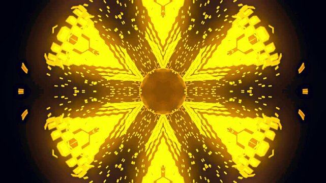 Gold Kaleidoscope Cyber Core &ndash; Futuristic Abstract Techno VJ Loop