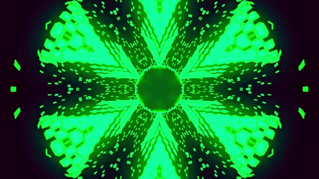 Green Kaleidoscope Cyber Core &ndash; Futuristic Abstract Techno VJ Loop