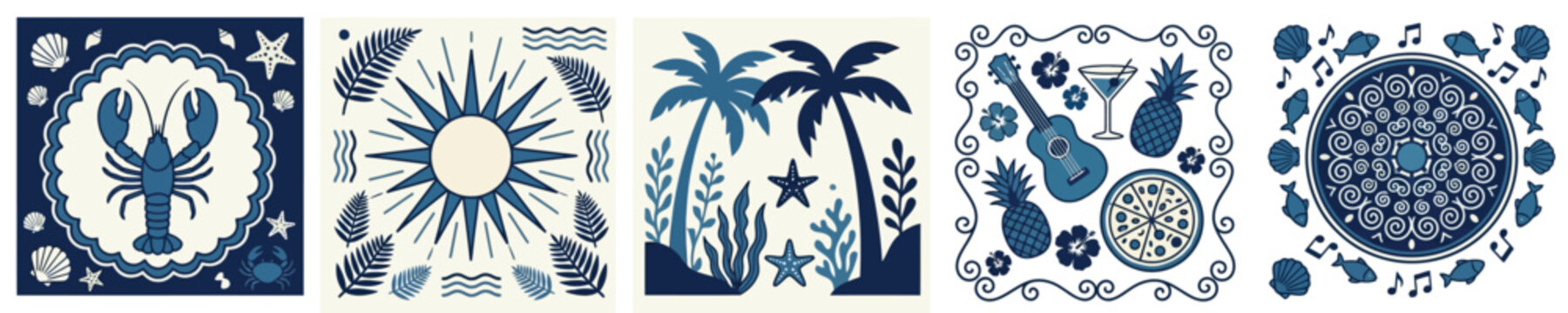 Nautical and Island Life Illustration Set